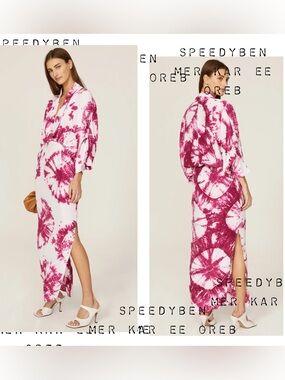 SWF S/W/F Magenta Tie Dye Plunge Dress Small